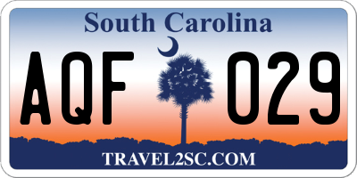 SC license plate AQF029