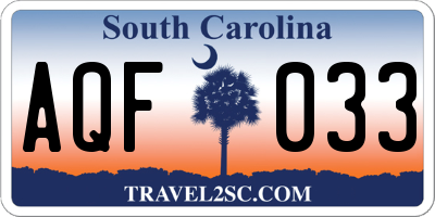 SC license plate AQF033
