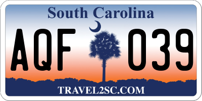 SC license plate AQF039