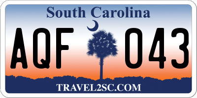 SC license plate AQF043