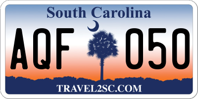 SC license plate AQF050