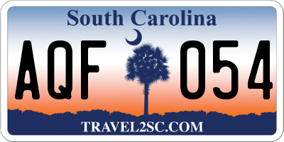SC license plate AQF054