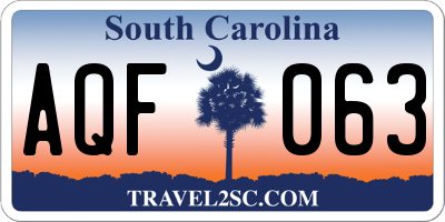SC license plate AQF063