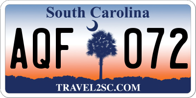 SC license plate AQF072