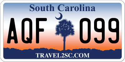 SC license plate AQF099