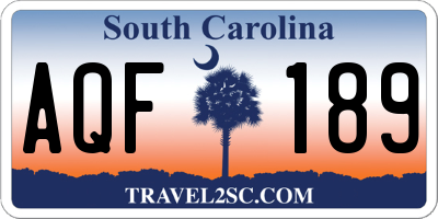 SC license plate AQF189