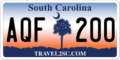 SC license plate AQF200