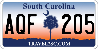 SC license plate AQF205