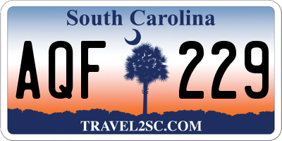 SC license plate AQF229