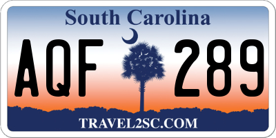 SC license plate AQF289
