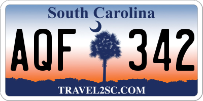 SC license plate AQF342