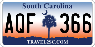 SC license plate AQF366