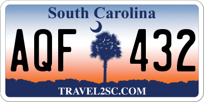 SC license plate AQF432