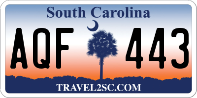 SC license plate AQF443