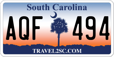 SC license plate AQF494