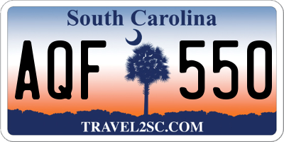 SC license plate AQF550