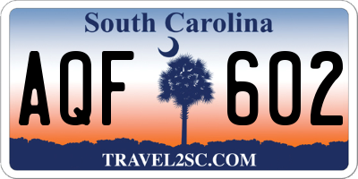 SC license plate AQF602