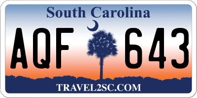 SC license plate AQF643