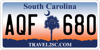 SC license plate AQF680