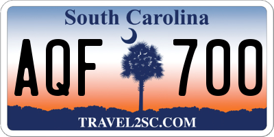 SC license plate AQF700