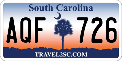 SC license plate AQF726