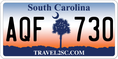 SC license plate AQF730