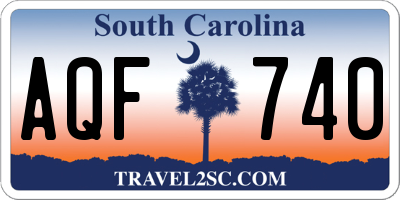SC license plate AQF740