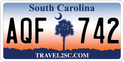 SC license plate AQF742