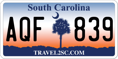 SC license plate AQF839