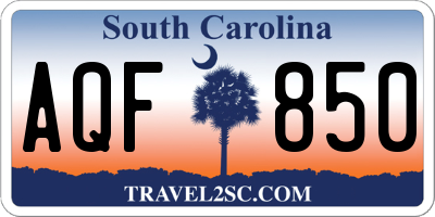 SC license plate AQF850