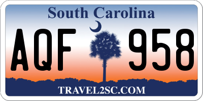 SC license plate AQF958