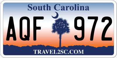 SC license plate AQF972
