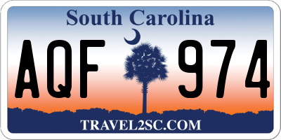 SC license plate AQF974