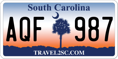 SC license plate AQF987