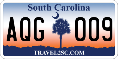 SC license plate AQG009