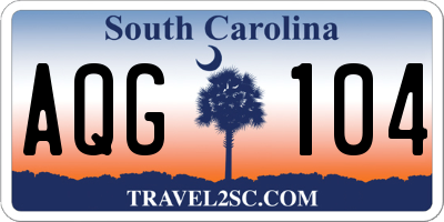 SC license plate AQG104