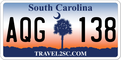 SC license plate AQG138