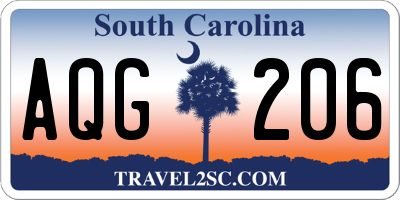 SC license plate AQG206