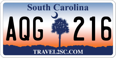 SC license plate AQG216