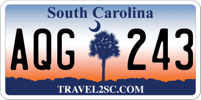 SC license plate AQG243