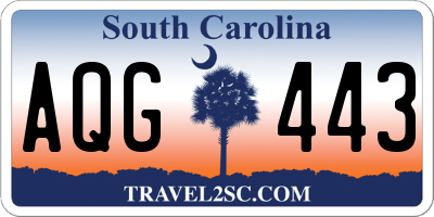 SC license plate AQG443