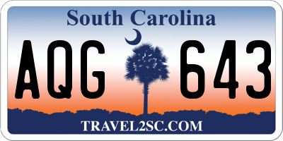 SC license plate AQG643