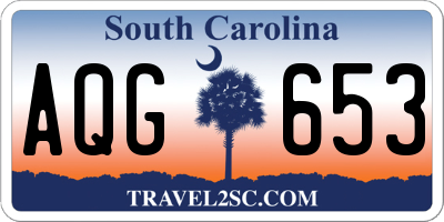 SC license plate AQG653