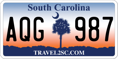 SC license plate AQG987