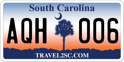 SC license plate AQH006