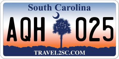 SC license plate AQH025