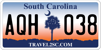 SC license plate AQH038