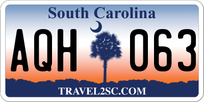 SC license plate AQH063