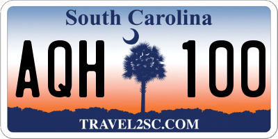 SC license plate AQH100