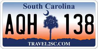 SC license plate AQH138